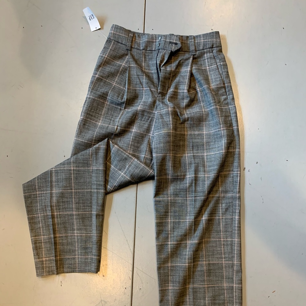 Gap High Rise Plaid Wide Leg Pants- Petite 00